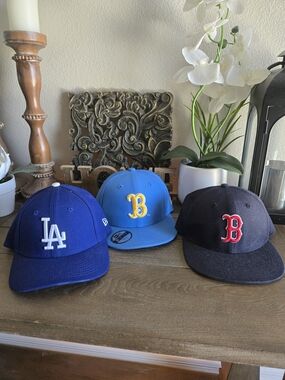 New Era Blue, Light Blue & Black MLB Fitted Caps Trio